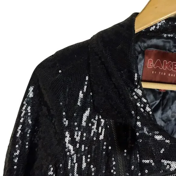 Baker by Ted Baker Navy Blue Sequin Zip Jacket Girl’s Size 13